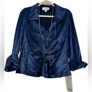 New with tags! Joseph Ribkoff black & blue metallic top!